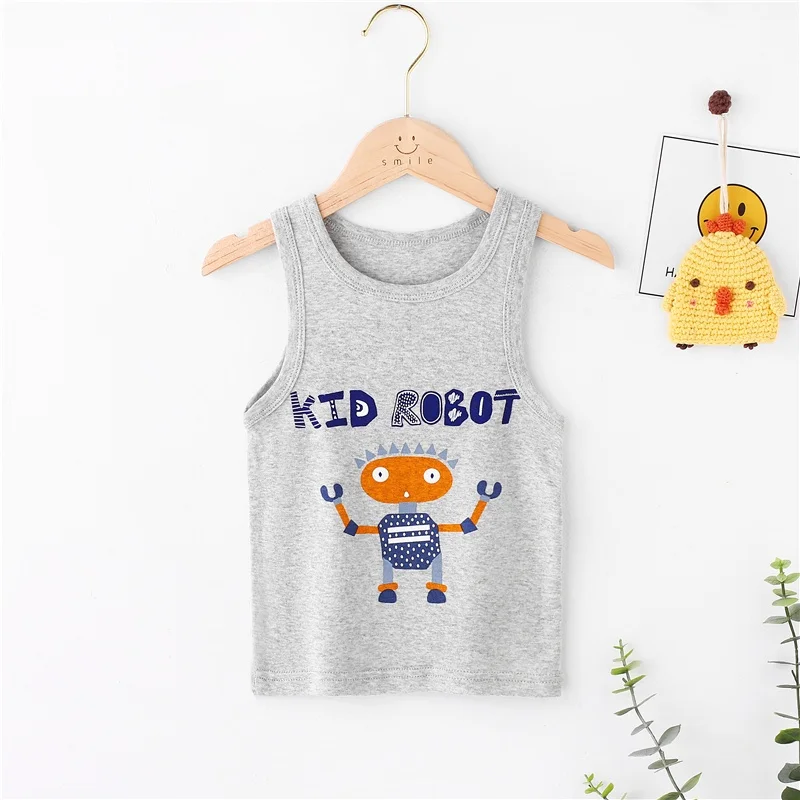 Camisetas sin mangas de algodón para niños, camiseta interior de moda, chaleco para niños, 100-160cm