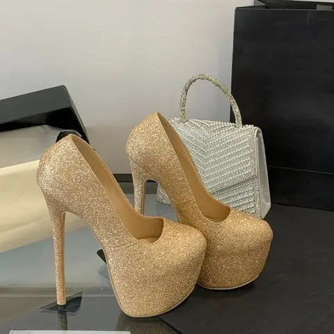 Luxury Women High Heels Pumps Fashion Flock Womens Sandals Platform Wedding Pumps Casual Thin Heels Womens Shoes Heels