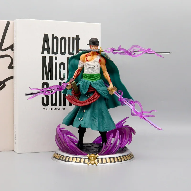 One Piece Anime Figure Cartoon Model Three Knife Flow Special Effects Version Trumpet Dream Roronoa Zoro Desktop Ornaments Toy