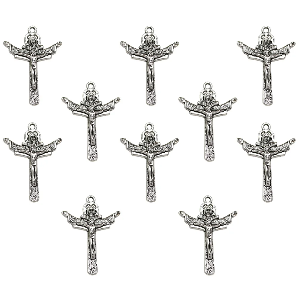

10pcs Alloy Cross of Jesus Pendants Charms DIY Jewelry Making Accessory for Necklace Bracelet ( Silver)