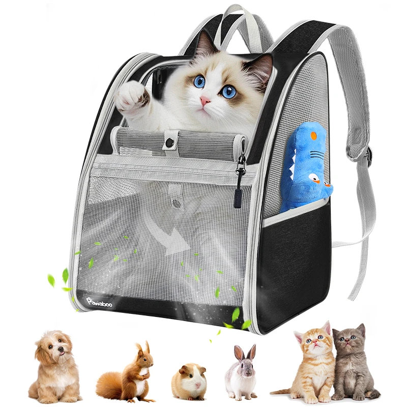 

Pawaboo Large Cat Carrier Backpack Small Dog Carrier Backpack for Small Medium Cats & Puppies Ventilated Steel Frame Cat Carrier