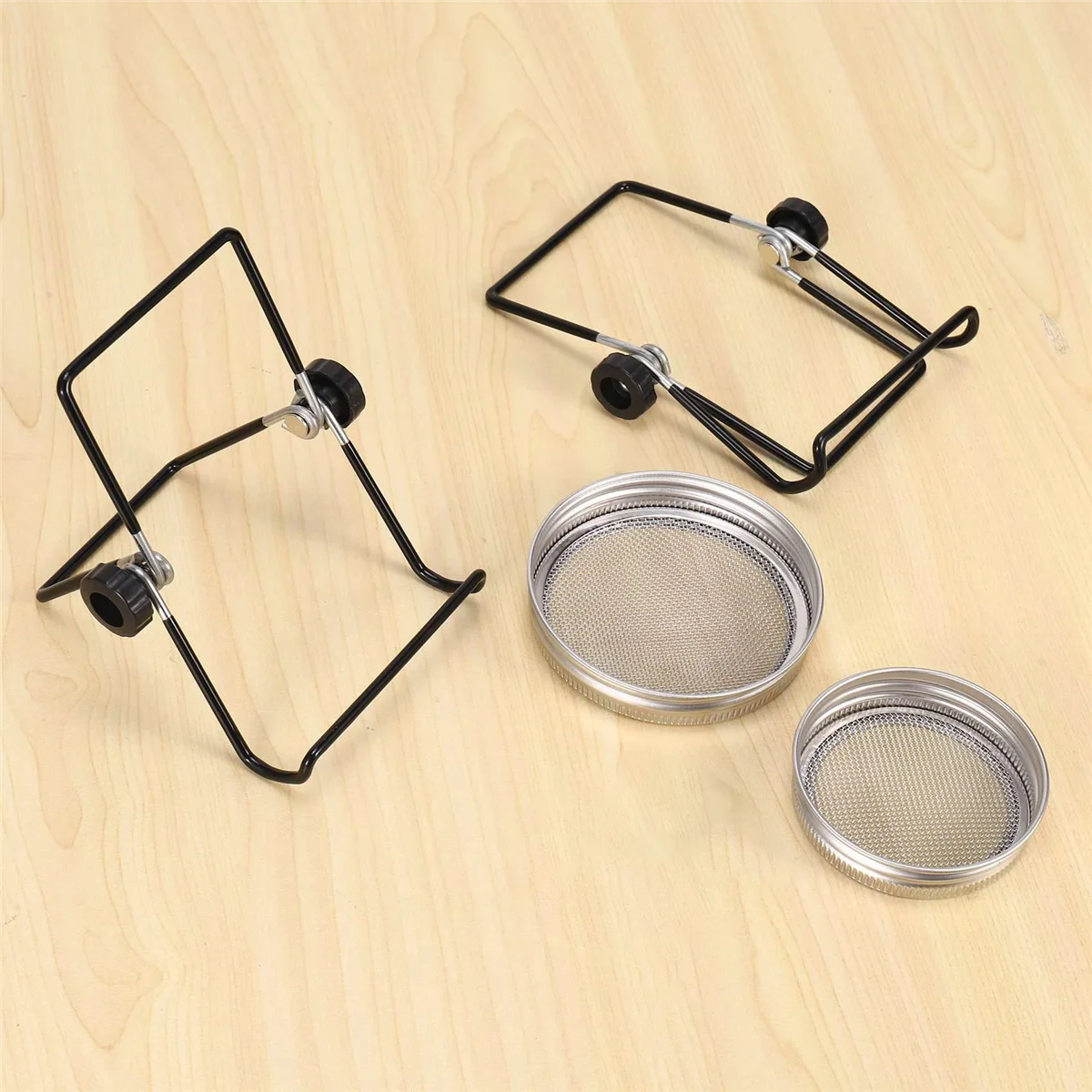 Sprouting Jar Mesh Lids Kit - 4 Pcs Sprouting Lids Stainless Steel Screen 2 Sprouting Stands Pack Foldable Adjustable