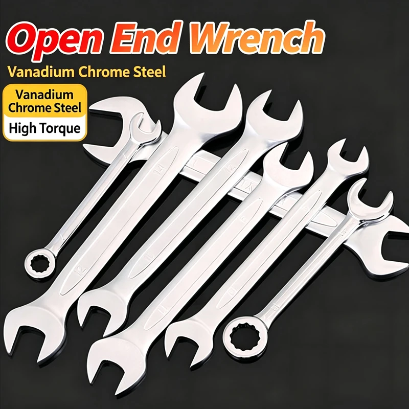 Metric Imperial Double Open End Spanner Kit, 10Pcs Dual Head Open Wrenches Auto Motorcycle Mechanical Repair Hand Tools