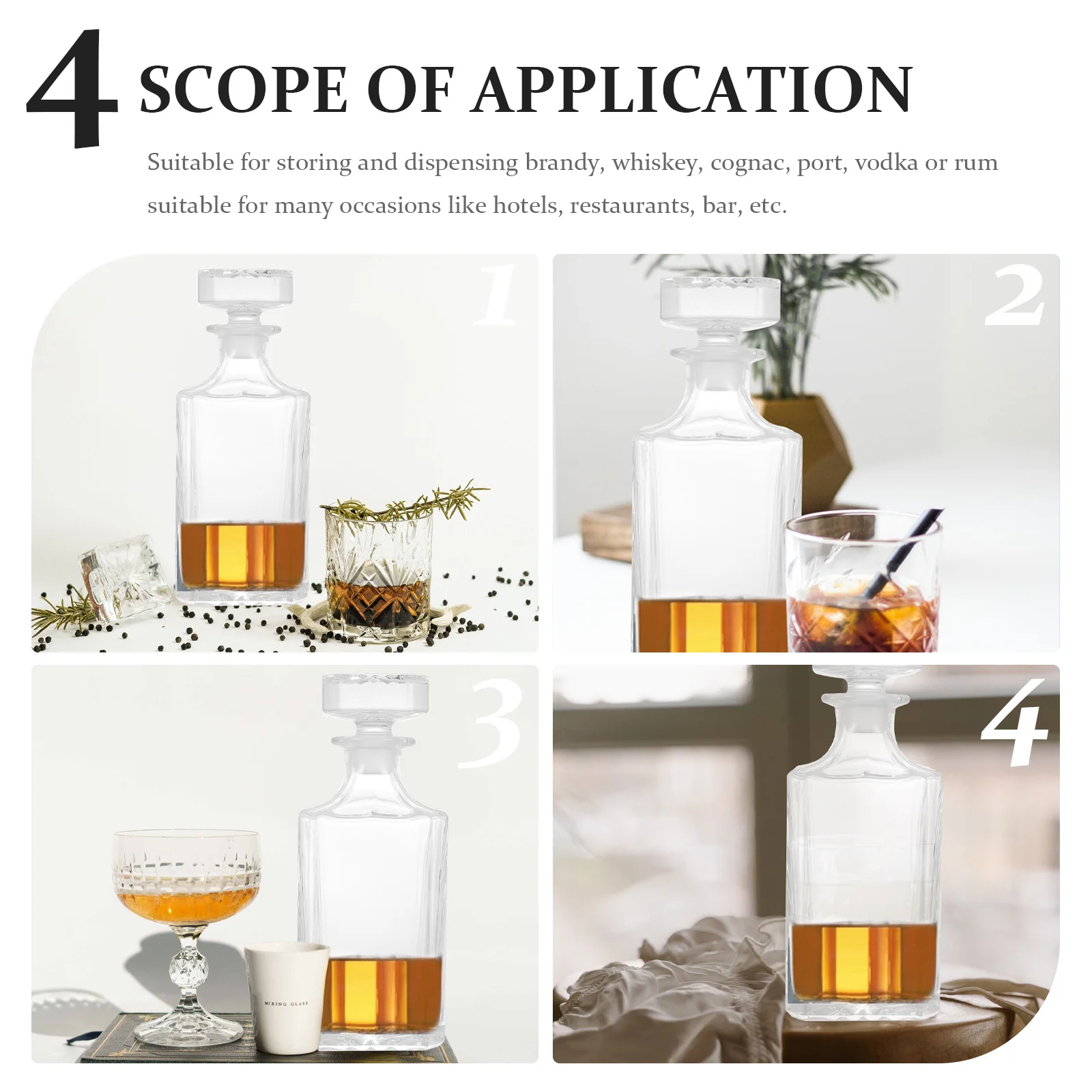 

Liquor Decanter Crystal Whiskey Bottle Decorative Glass Whiskey Container Practical Smooth Surface for Home Bar Hotel