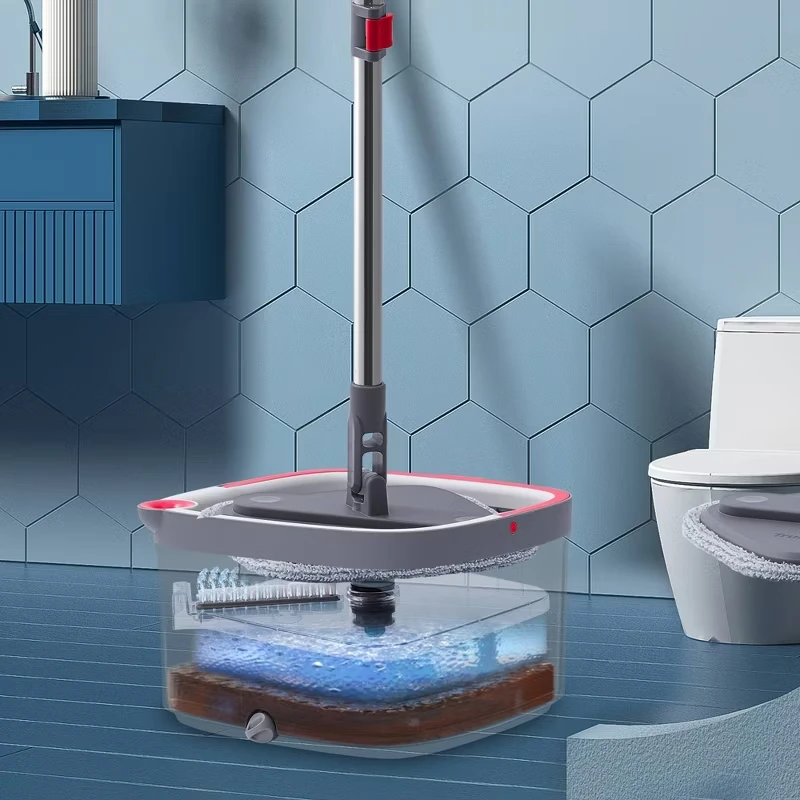 True & Tidy TrueClean Spin Mop & Bucket System with Silicone Sweeper Menage Nettoyage Accessoires  Floor Cleaning Mop