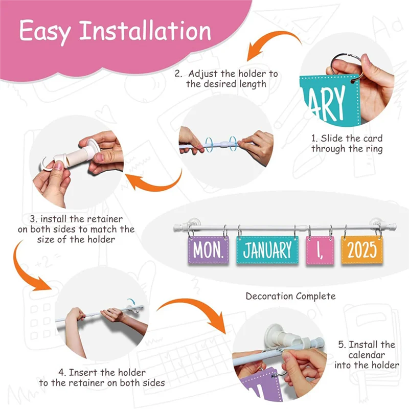Professional Classroom Calendar Bulletin Board Set Colorful Flip Calendar With Holder For Classroom Decor, Includes 54 Date Card