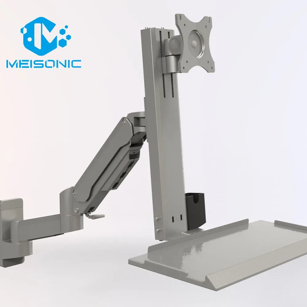 

T8-GA02KB-600-silver15"-32"25kg Industrial Wall Mounted 2-section ArmSingle VESA Installation Rotatable Foldable Monitor Stand