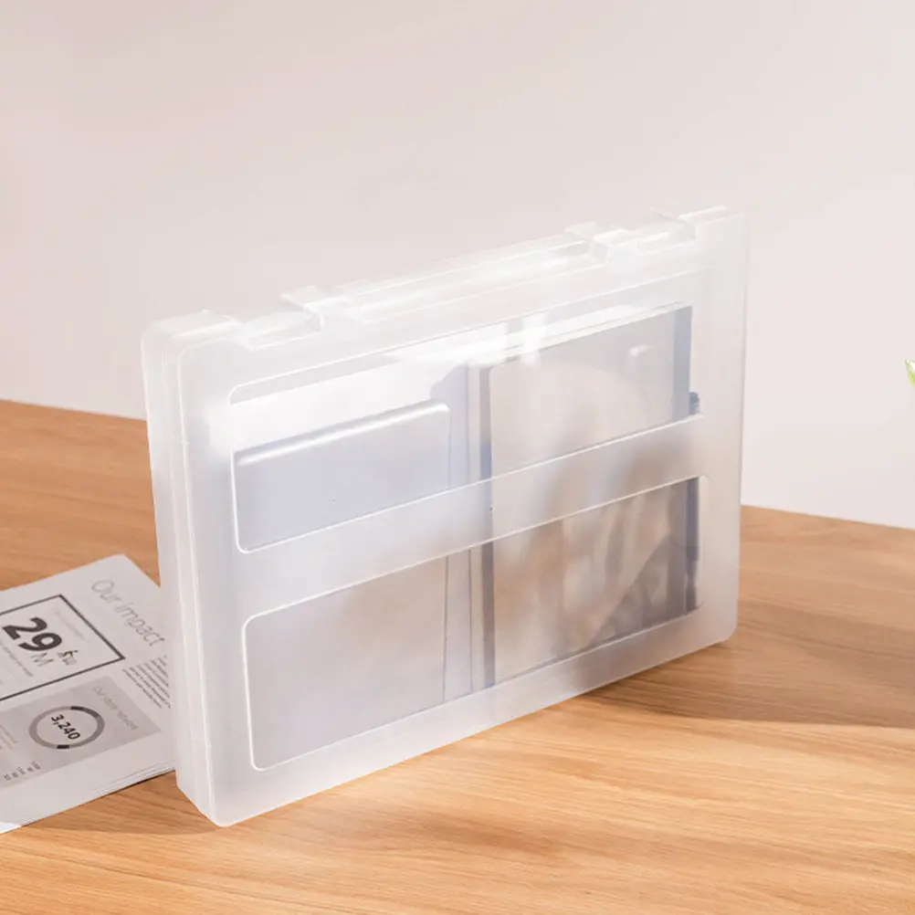 

Handheld Transparent Plastic Files Case Portable Documents Box for A4 Papers Certificates Written Materials Sturdy Space Saving
