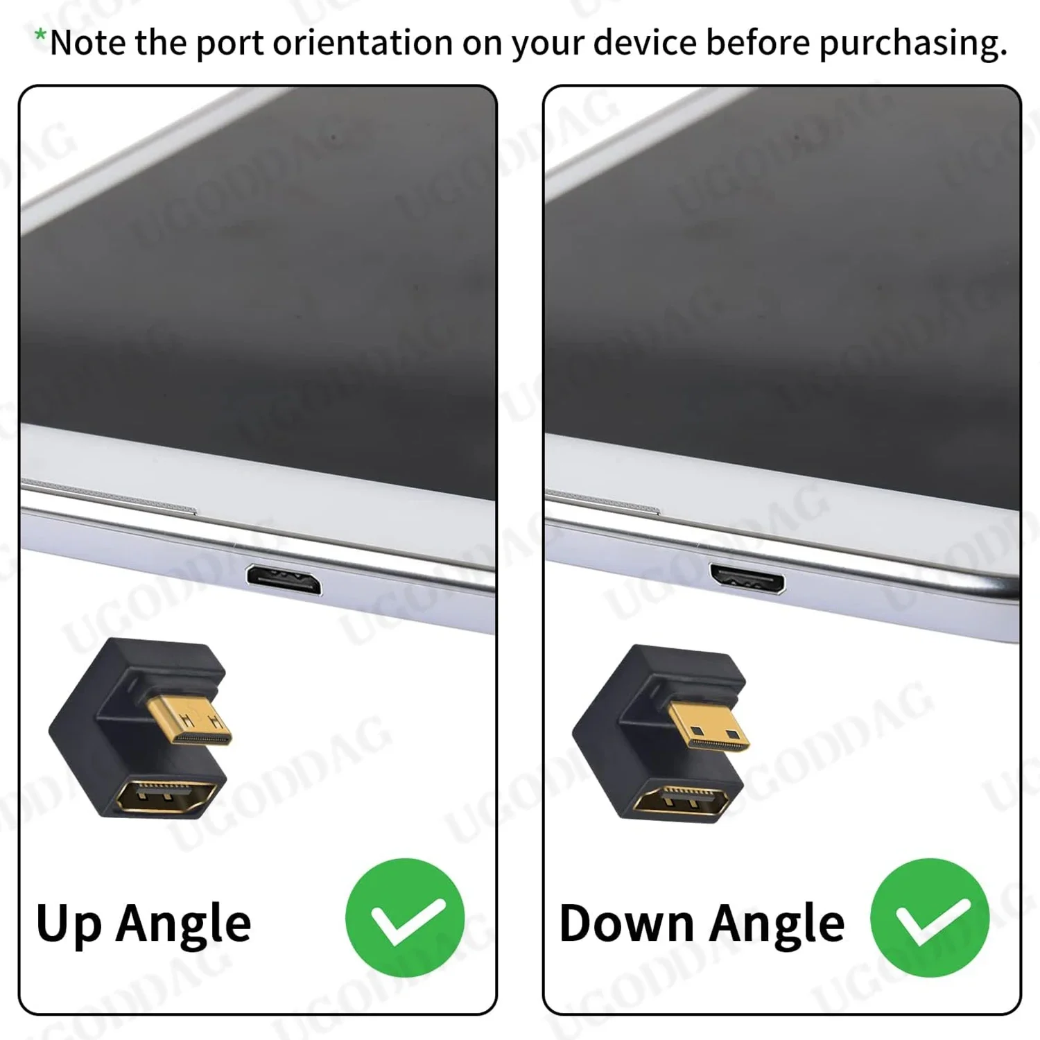 UP/Down Angle 180 Degree 8K@60Hz HDMI-compatible Female to Mini-HD Male U Shaped Adapter for Portable Monitor Notebook Camera