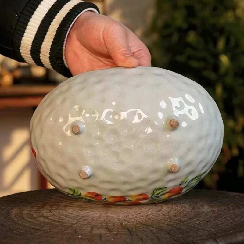 Wood-fired Quality High Temperature Underglaze Color Master Interior and Exterior Hand-painted Four Feet Fruit Tray/Bath Plate