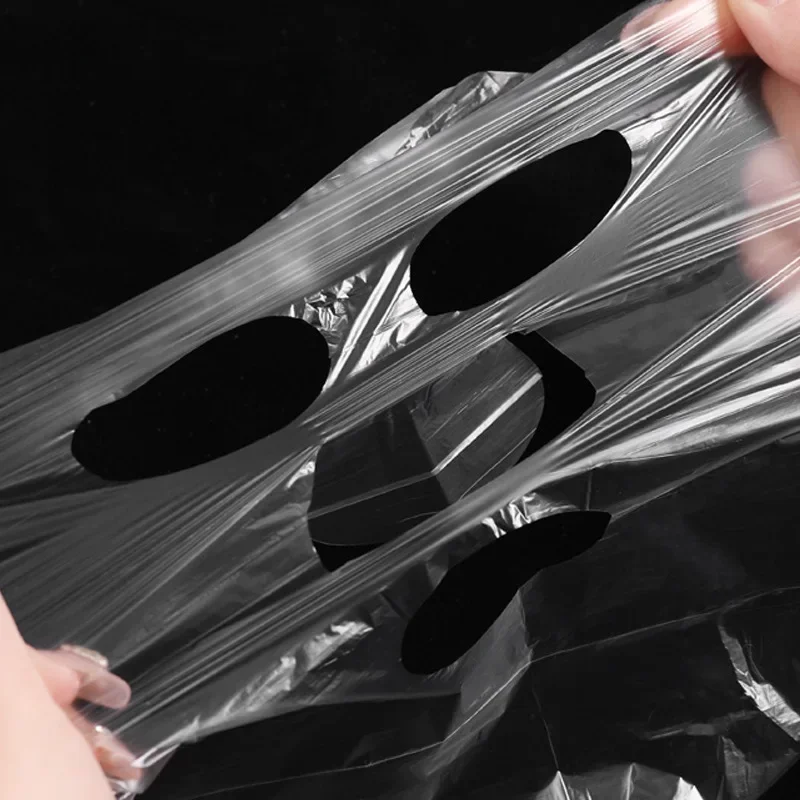 100pcs 일회용 투명 마스크 랩 페이스 플라스틱 필름 풀 페이스 클리너 마스크 넥 스티커 종이 페이셜 뷰티 메이크업 도구