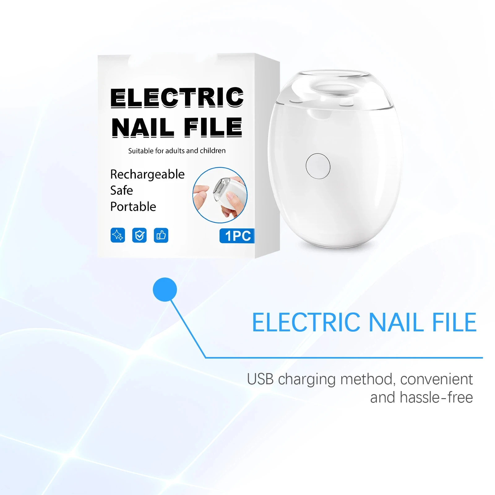 Xorita electric nail polisher, multi-speed, silent and automatic chip collection, suitable for daily nail trimming by the whole family