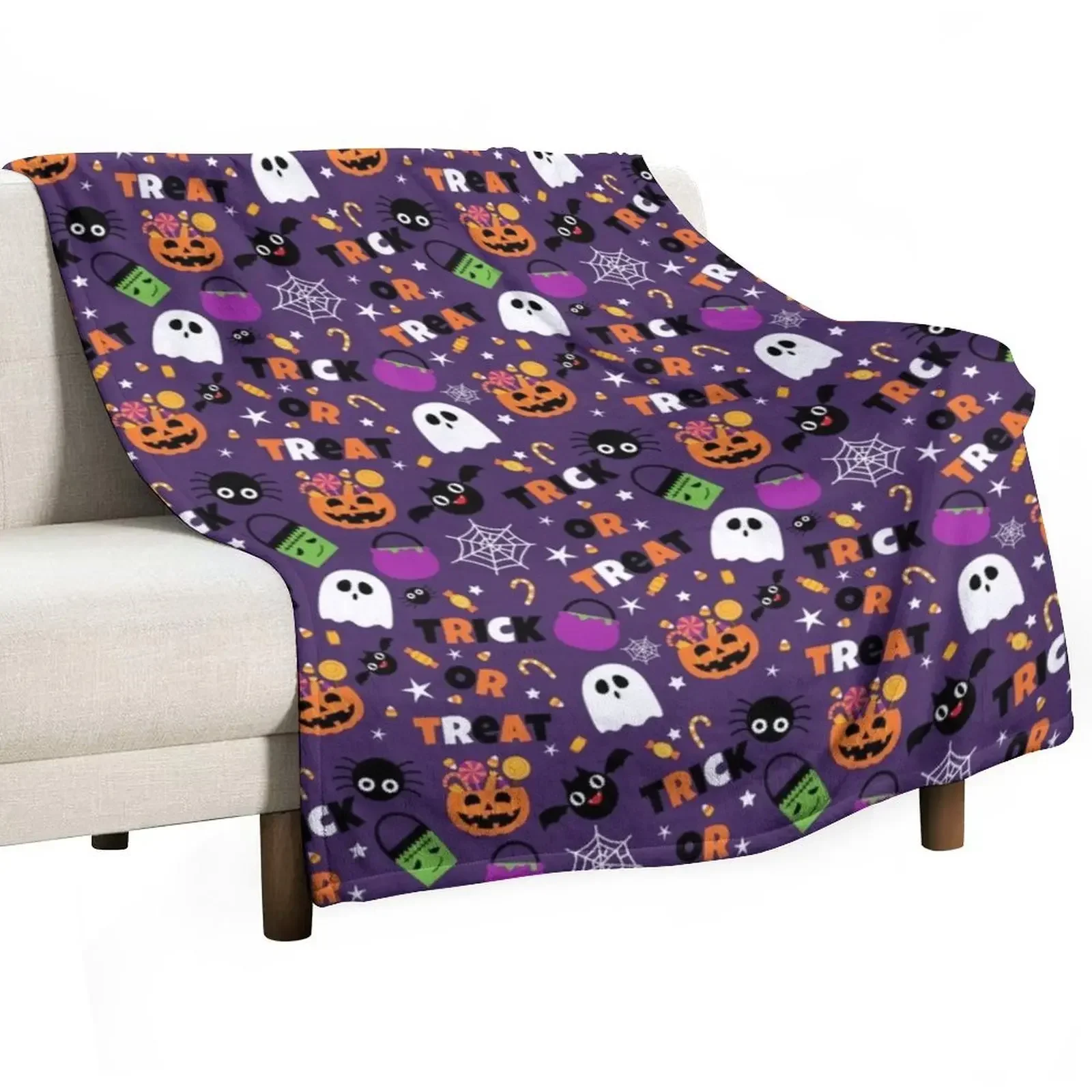 Halloween sweet candy seamless pattern Throw Blanket Warm Plush Fuzzy Blanket for Living Room
