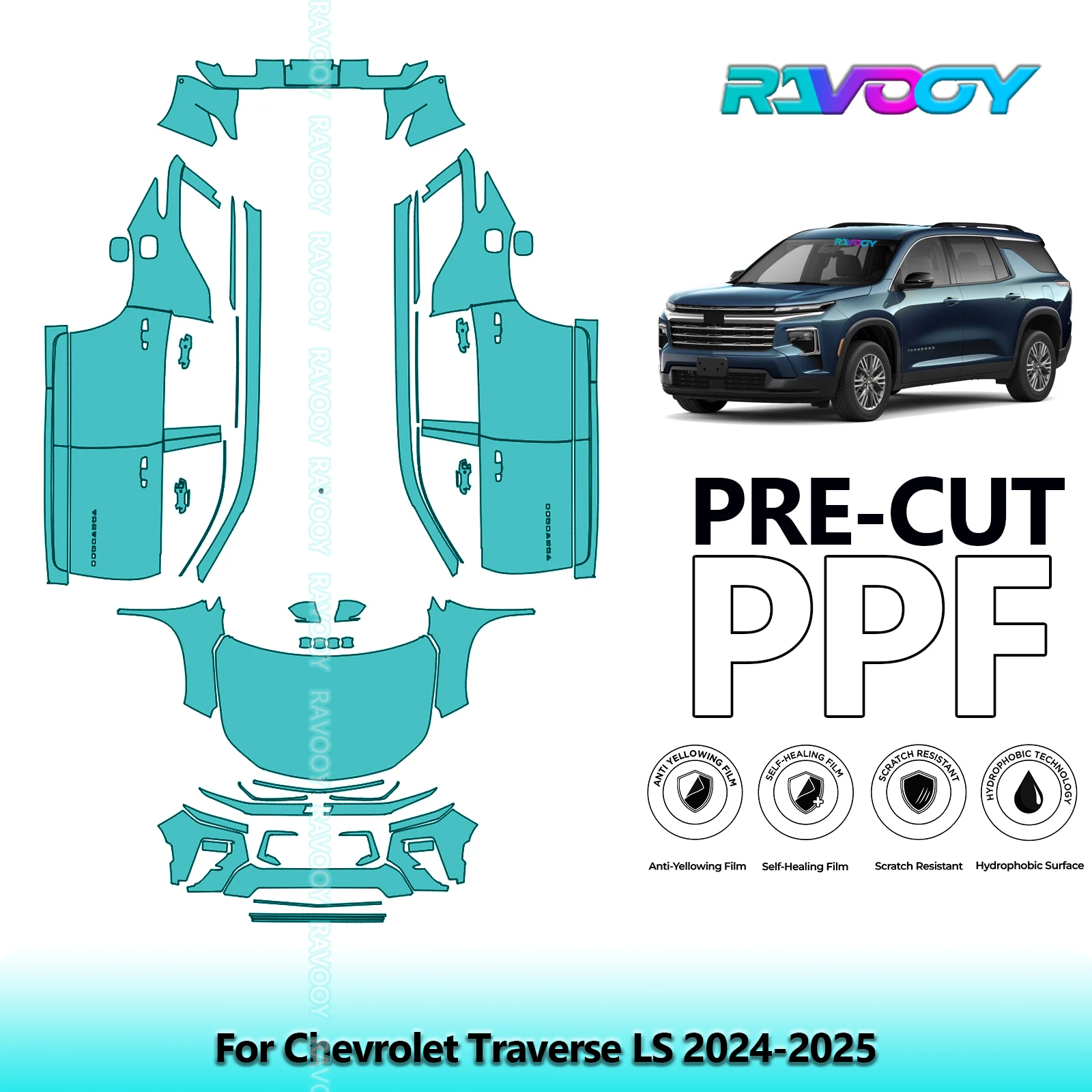 

Car Precut PPF Paint Protection Film Full Vehicle For Chevrolet Traverse LS 2024-2025