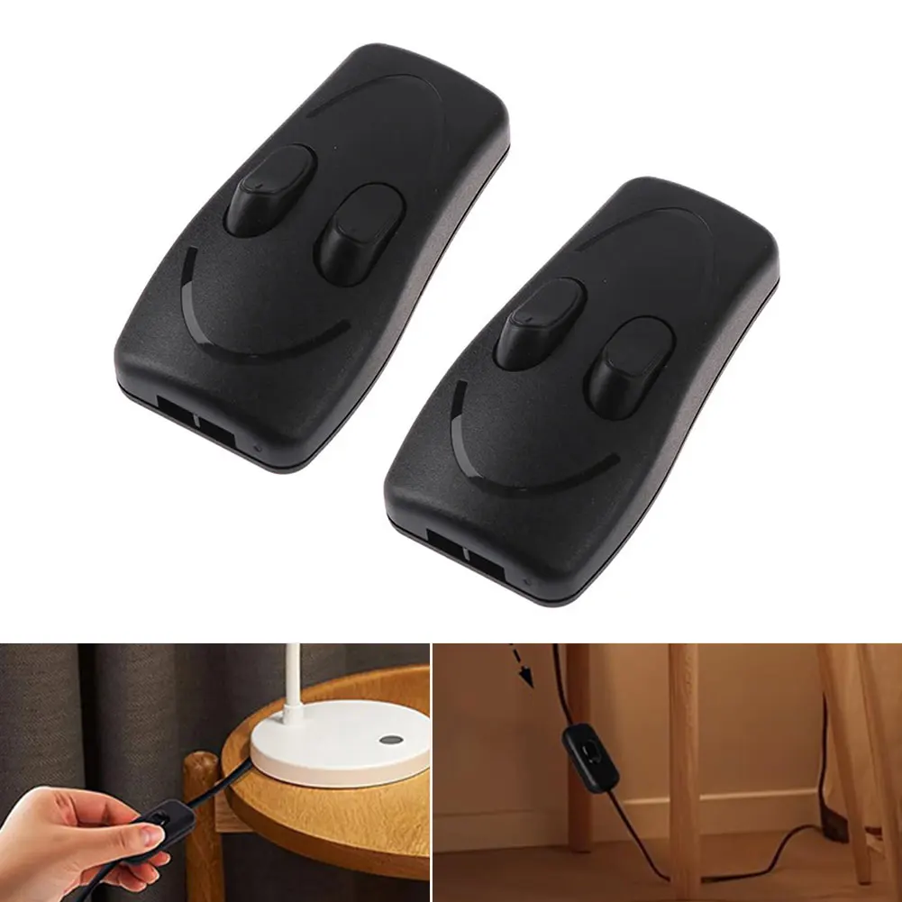 2Pcs Black Two Way Push Button Switch Double Control For Table Floor Lamp AC 110V 250V 3A Electrical Outlet Parts
