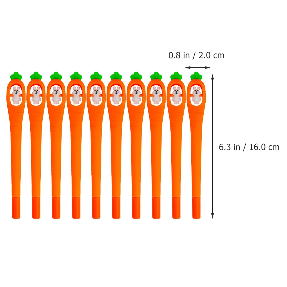 

10Pcs Carrot Gel Ink Pens Cute Cartoon Shape Ideal for Students Kids Gifts Lovely Writing Stationery
