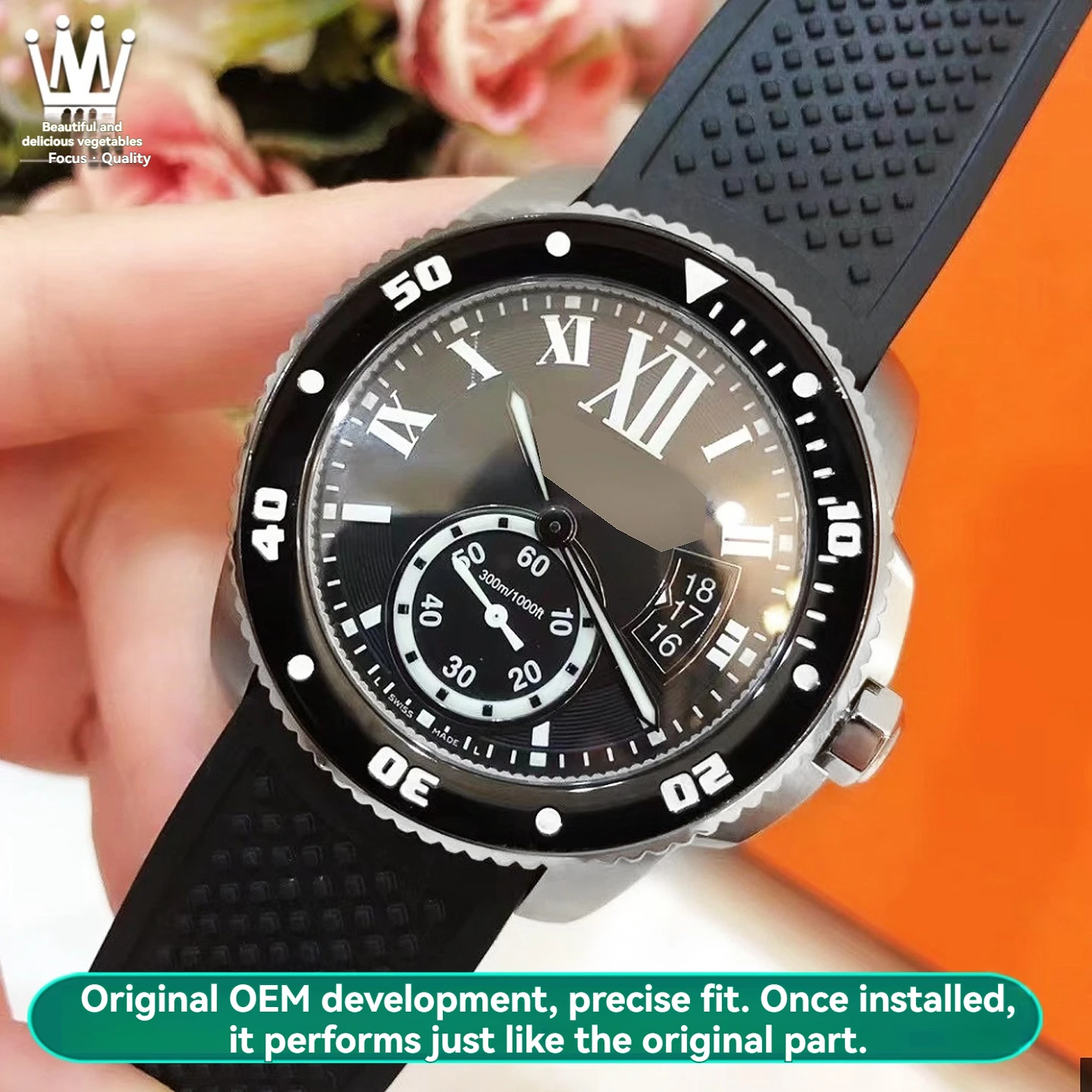 Waterproof Digital Bezel For Cartier Calibre W7100055 W7100056 WSCA0011 Black Blue Ceramic Scale Ring Watch Outer Ring 41mm