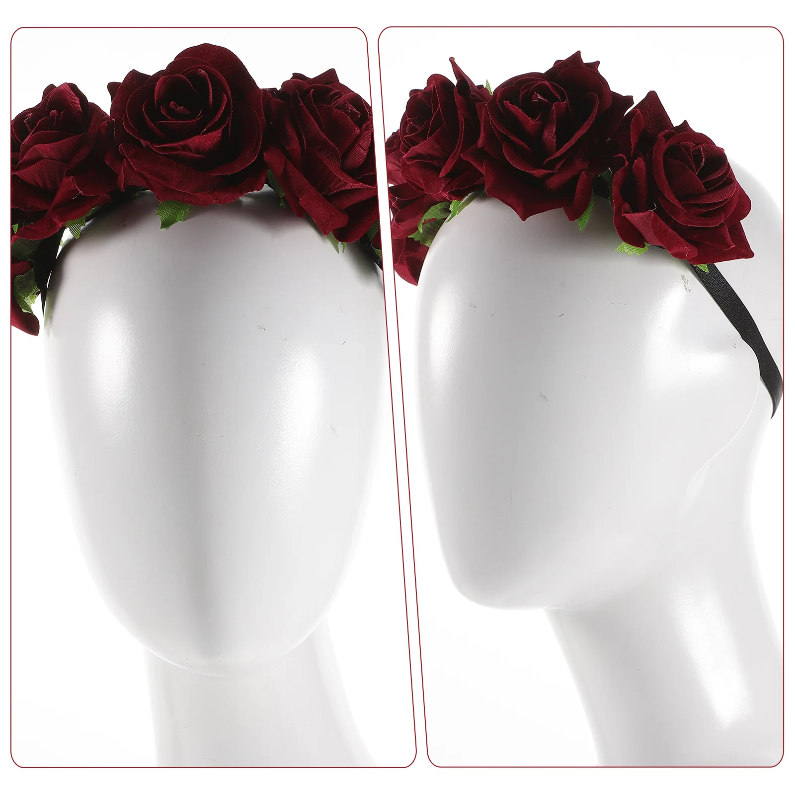 

7Cm Rose Flower Headband Elegant Sweet Floral Hair Accessory for Wedding Beach Party Holiday Bridal Photo Prop Dark Red