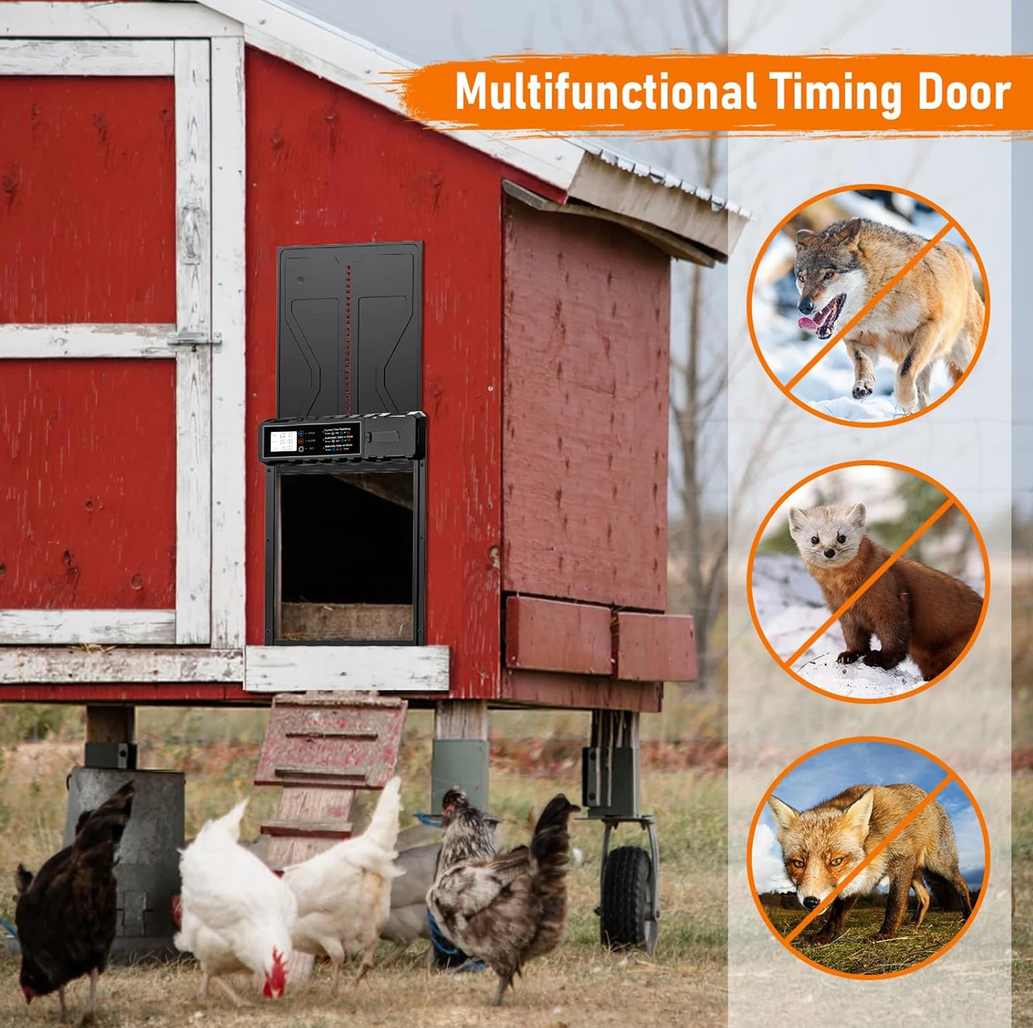自動鶏小屋ドア、アヒル小屋ドア、LCDスクリーンタイミング機能付き大型自動鶏小屋ドア