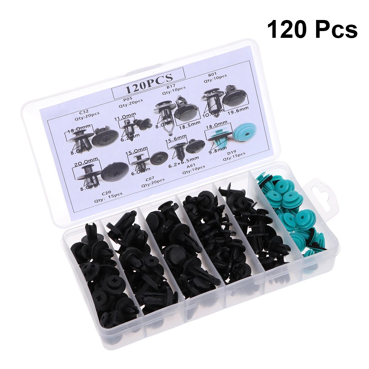 

120 pcs Fasteners Clips Durable Car Bumper Radiator Yoke Shield Retainer Plastic Screws Suitable Most Cars Push Type