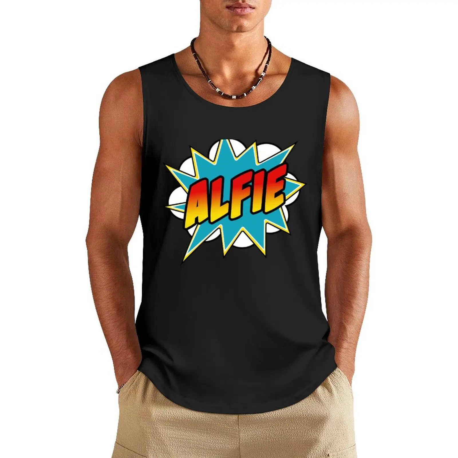 

Boys Alfie Comic Book Superhero Name Tank Top gym shirt men Men's vest Man clothes for gym