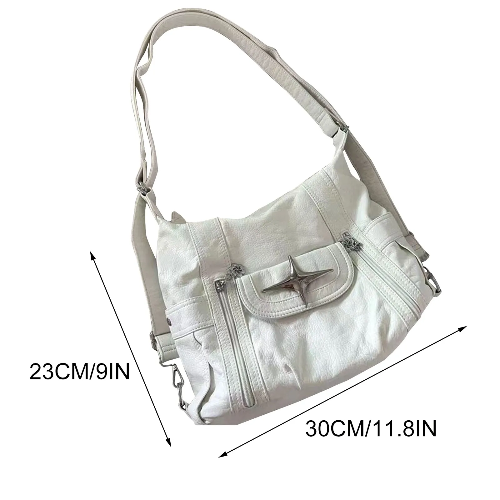 2024 New Fashionable PU Soft Length Large Capacity Shoulder Bags For Girls Pure Color High Street Cool Shoulder Bag With A Cross