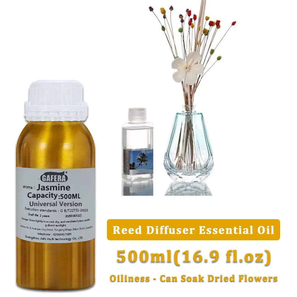 GAFERA 500ml (16.9 fl.oz) Jasmine Shangri-La Hilton Marriott Hotel Essential Oils -  For Reed Diffuser & Flameless Aromatherapy