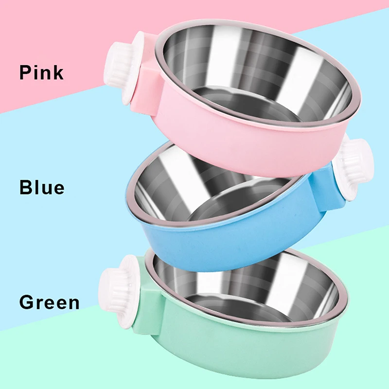 1PC Anti-Tipping Fixed Hanging Dog Bowl Dog Cage Stainless Steel Drinking Bowl Pet Bowl Pet Supplies