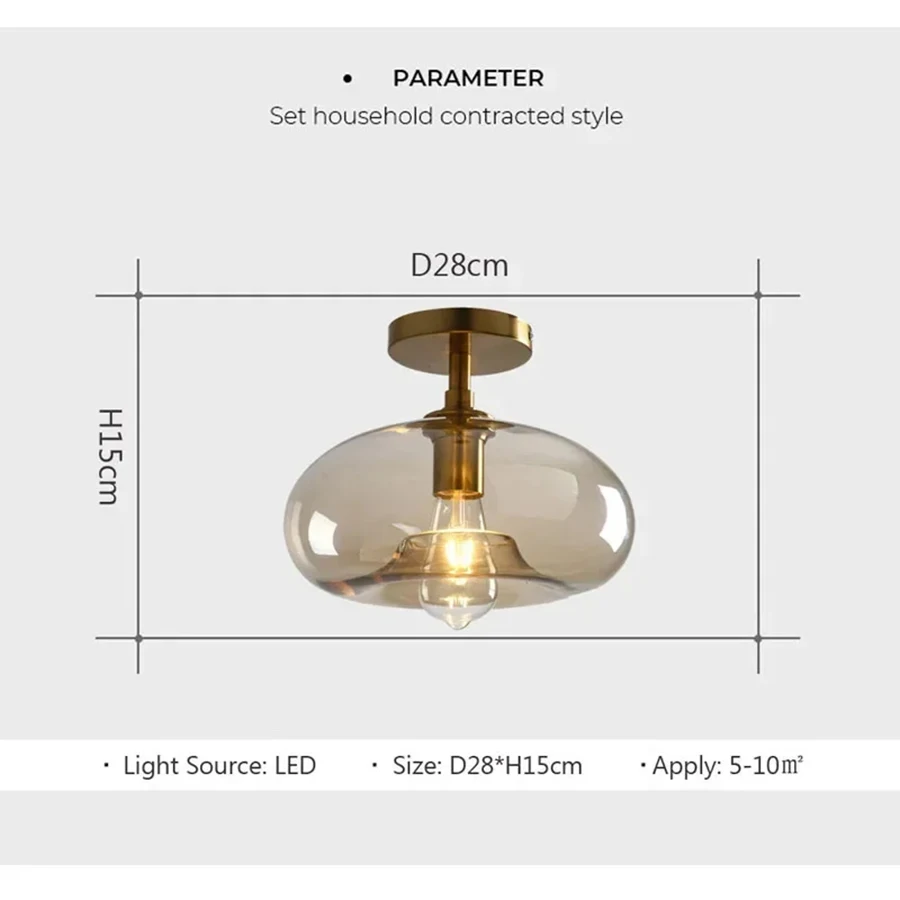 Modern LED Glass Ceiling Light Minimalist Bedroom Dining Room Lighting Hallway Lamp Indoor lighting Kitchen Island Ceiling Light