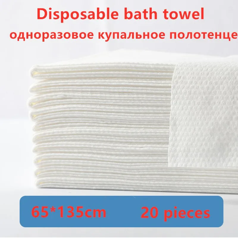 

20Pcs 65*135cm Disposable Bath Towel Plant Fiber White Absorbent Paper Travel Towel Massage Beauty Salon Spa Towel Washcloth