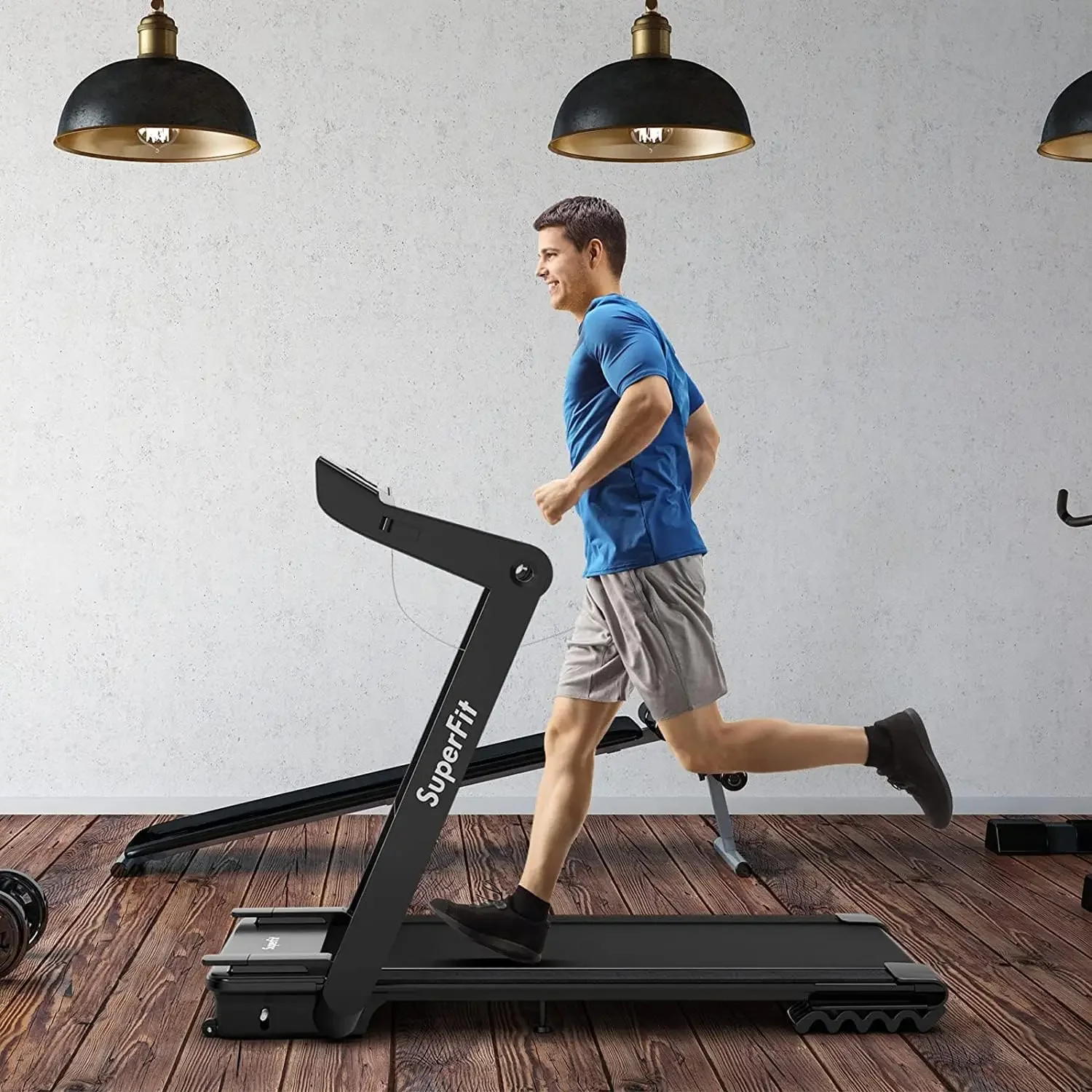 Folding Treadmill, 4HP Walking Running Exercise Machine with Wide Shock-Absorbing Running Belt, LED Display & Smart APP