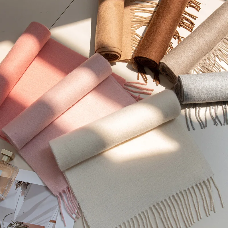 Autumn and Winter New Men's and Women's Versatile Commuting Scarf Solid Color Cashmere Fringed Warm Shade Elegant Shawl Women