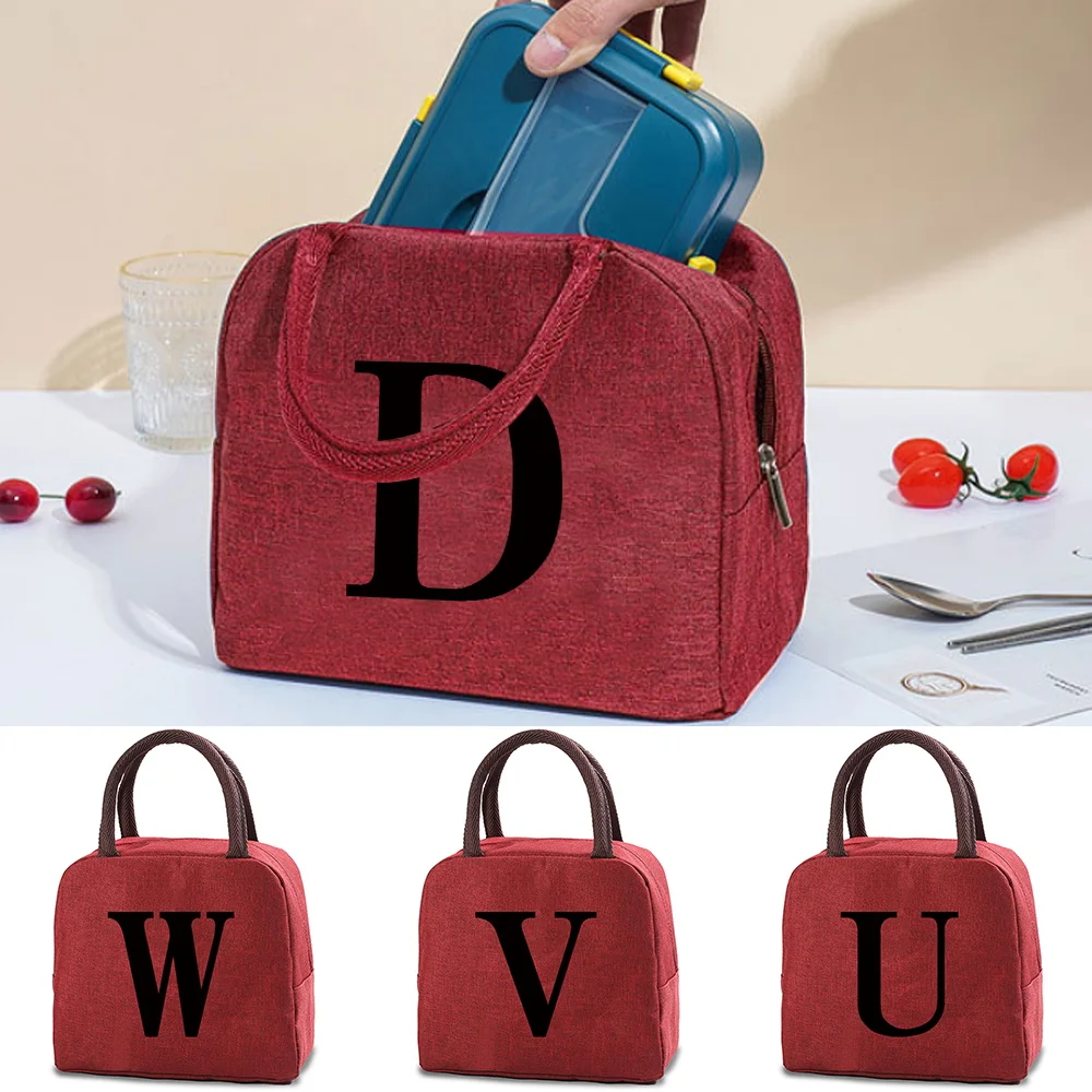 

Black Letter Insulated Lunch Bag Insulated Refrigerated Bag Cold Food and Beverage Box Dinner Large Square Refrigerated Bag