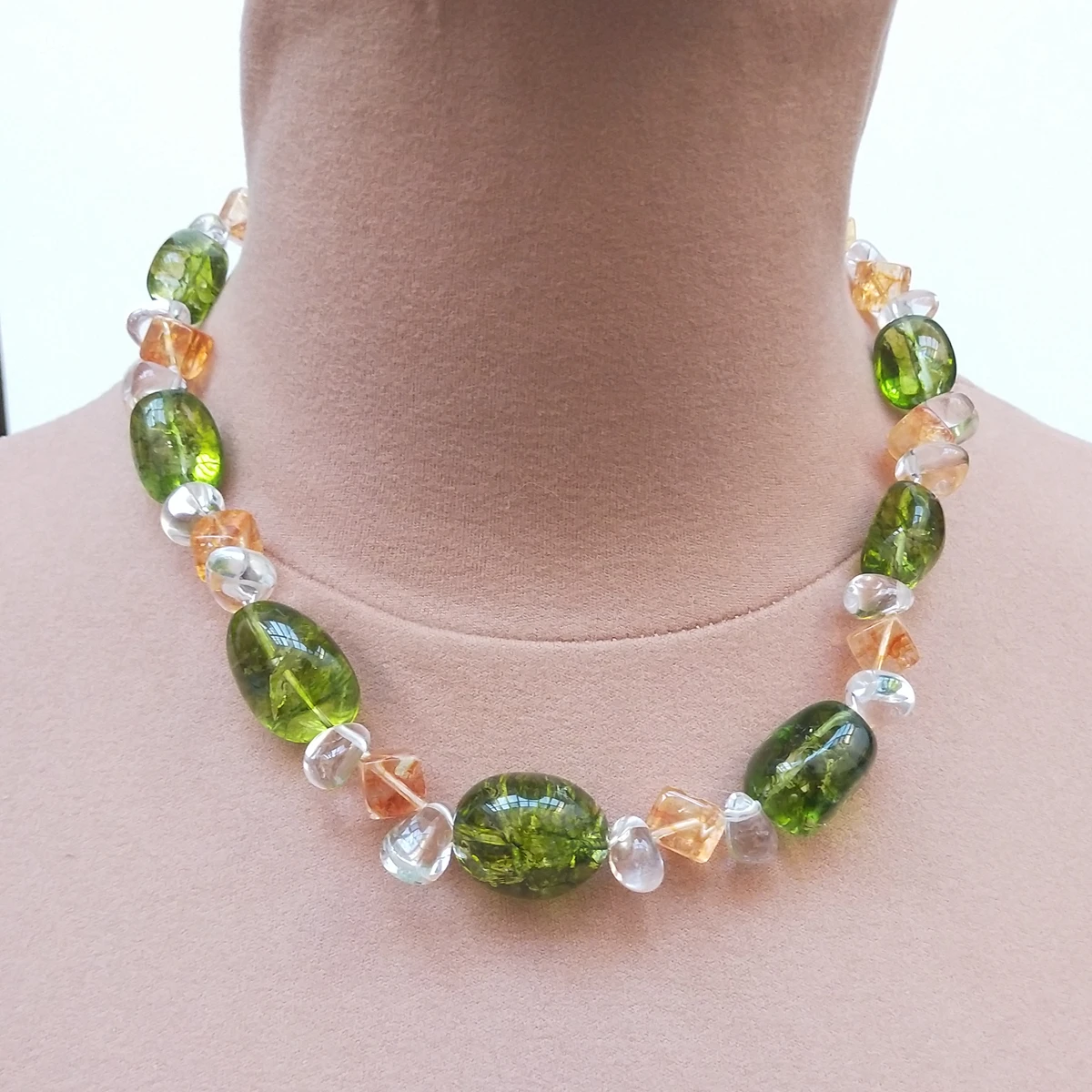 

Lii Ji Mutil Color Necklace Green Crystal Quartz Summer Women Necklace 51cm