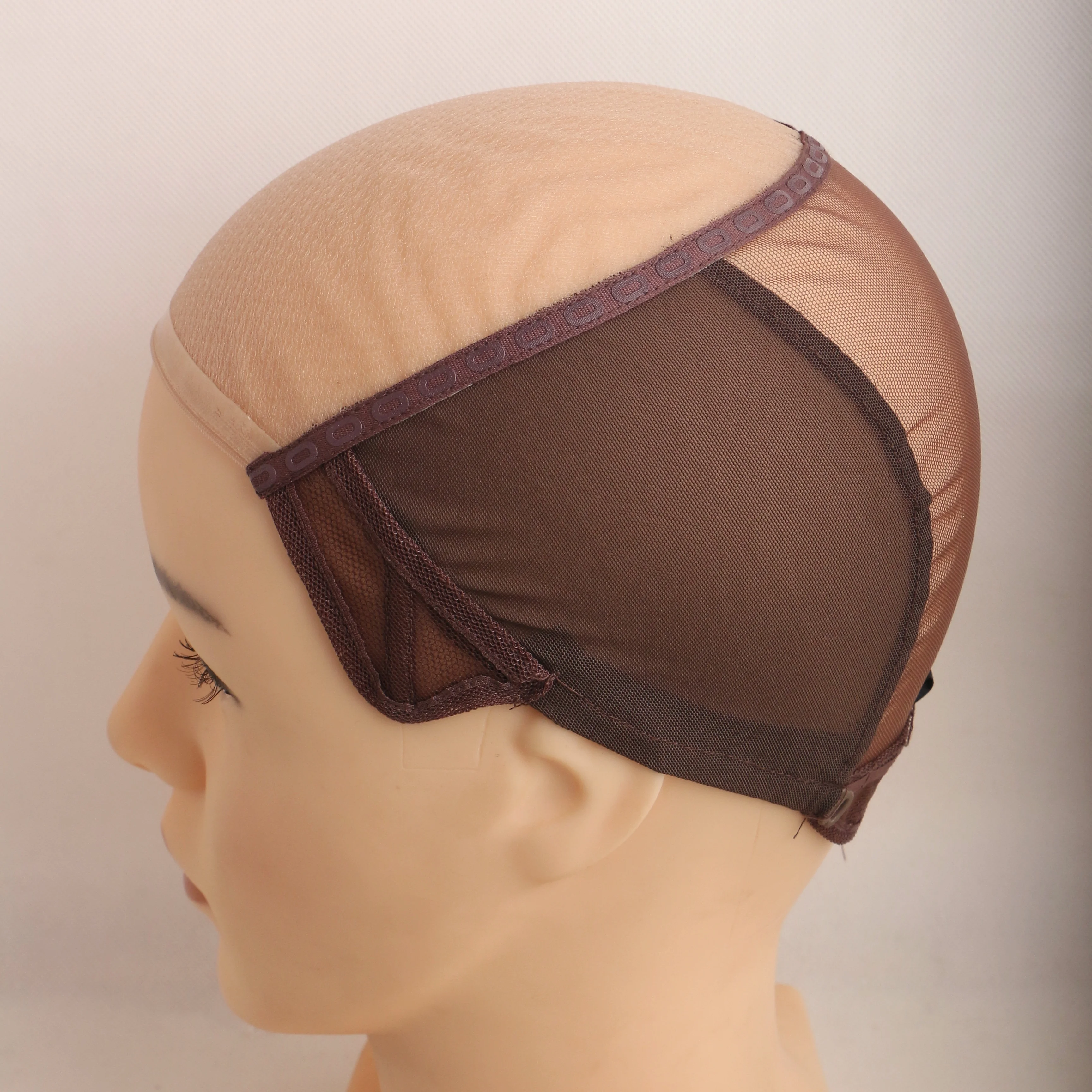 H-19-40D قابل للتعديل نصف كامل الدانتيل إغلاق U جزء البناء دنة صافي شبكة بونيه Perruque قبة غطاء شعر مستعار لصنع الباروكات #3