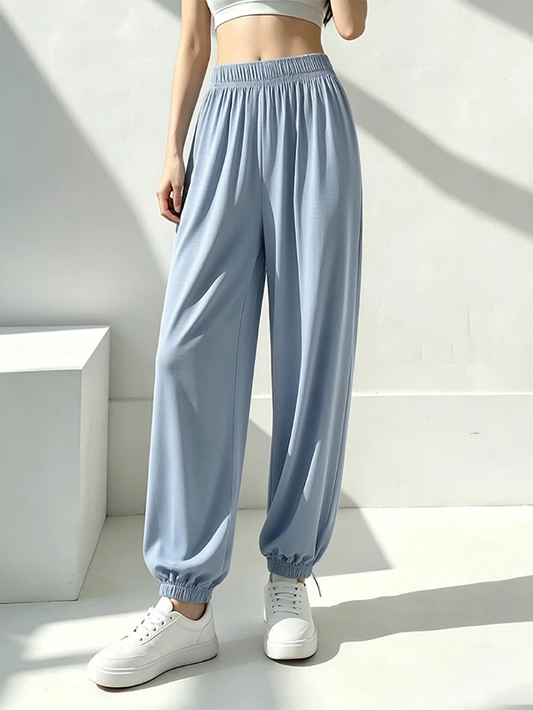 Modal Loose Casual Pants Thin Autumn Spring Home Clothes Large Size Outerwear Long Trousers Pure Color July Deer Brand