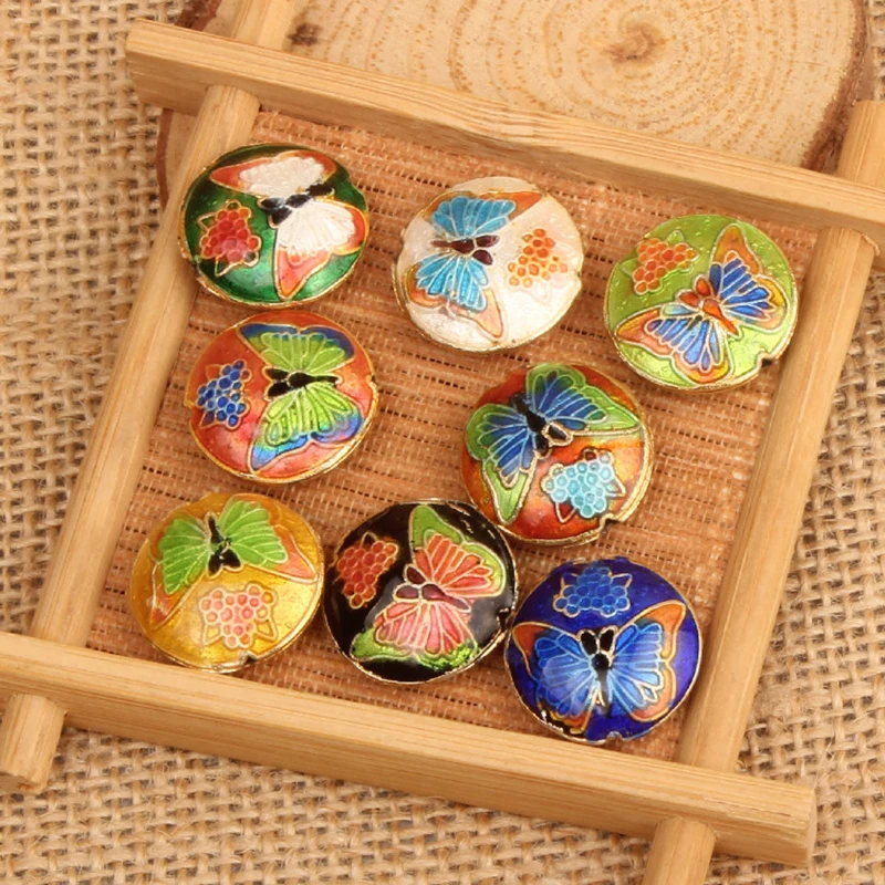 

10pcs Multicolor Cloisonne Enamel Butterfly Beads Wholesale Traditional Handicrafts Copper Accessories DIY Jewellery Making