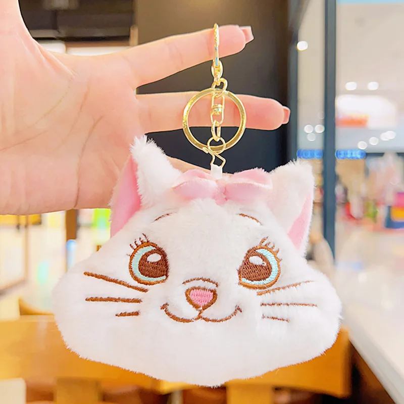Disney Marie Cat Plushes Cute Keychain Cartoon Mini Coin Purse Cosplay Anime Car Keyring Kids Toys Kawaii Backpacks Pendant