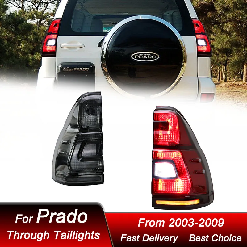 

Стайлинг автомобиля задние фонари для Toyota Prado 2003-2009 новый стиль полный светодиодный задний фонарь динамический указатель поворота задний фонарь в сборе