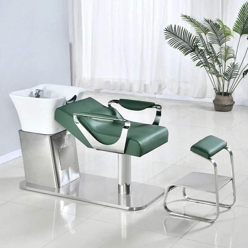 Chaise de shampoing thaïlandais, lit de lavage des cheveux, tête de massage de luxe, spa, thérapie à l'eau, équipement de salon de shampooing