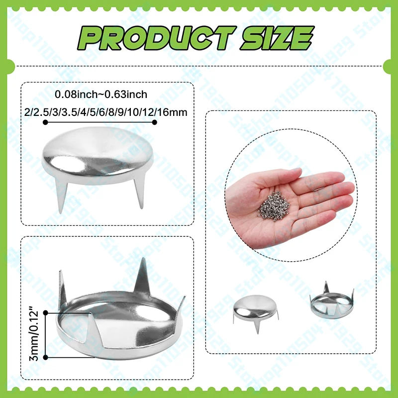 Silver Round Nail Rivets Punk Studs And Spikes For Leather Craft Clothes Belt Bag Shoes Bracelet Dog Collar Accessories Diy