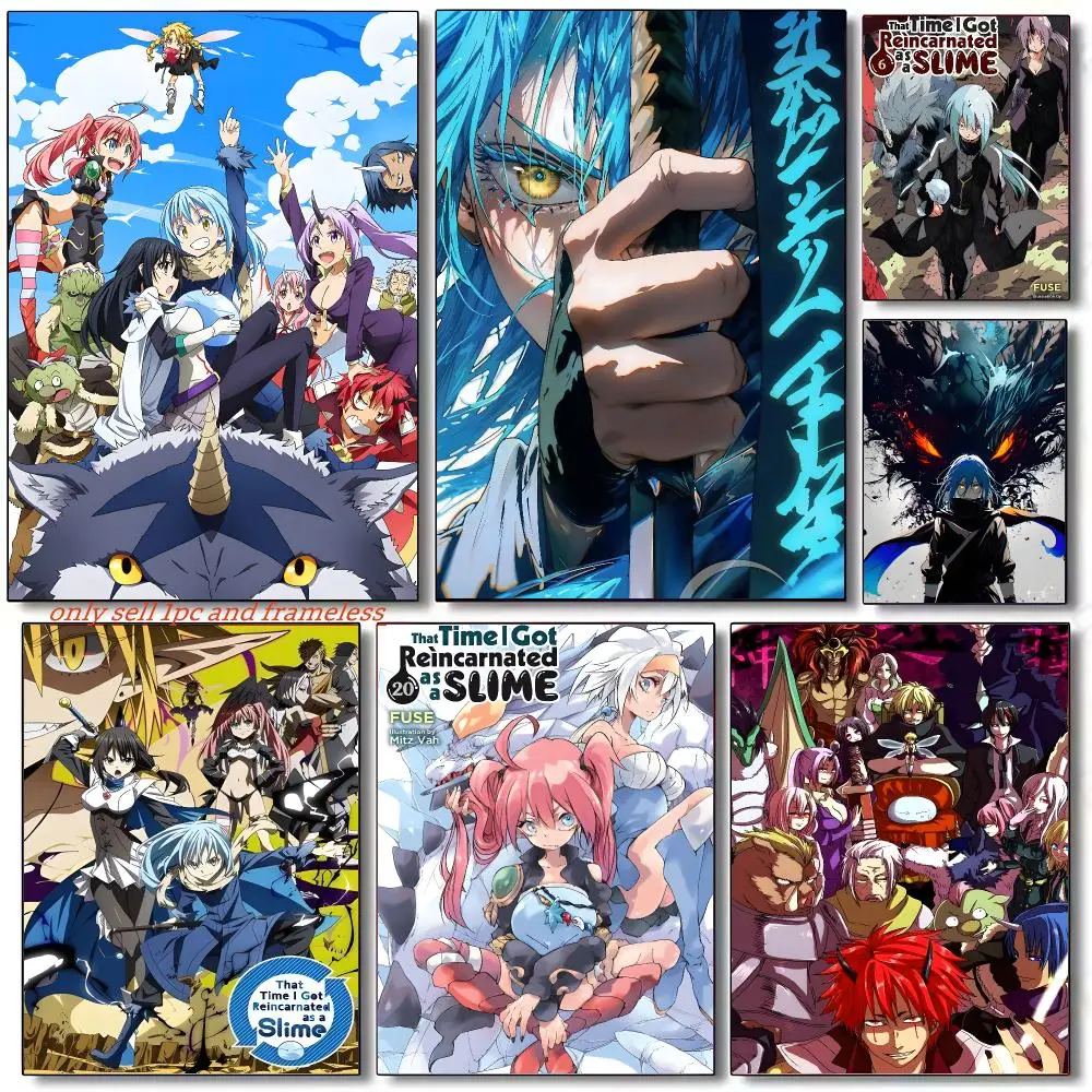 Cartoon That Time I Got Reincarnated As A Slime Poster Sticky Wall Art Printing Waterproof Home Living Bed Room Aesthetic Decor