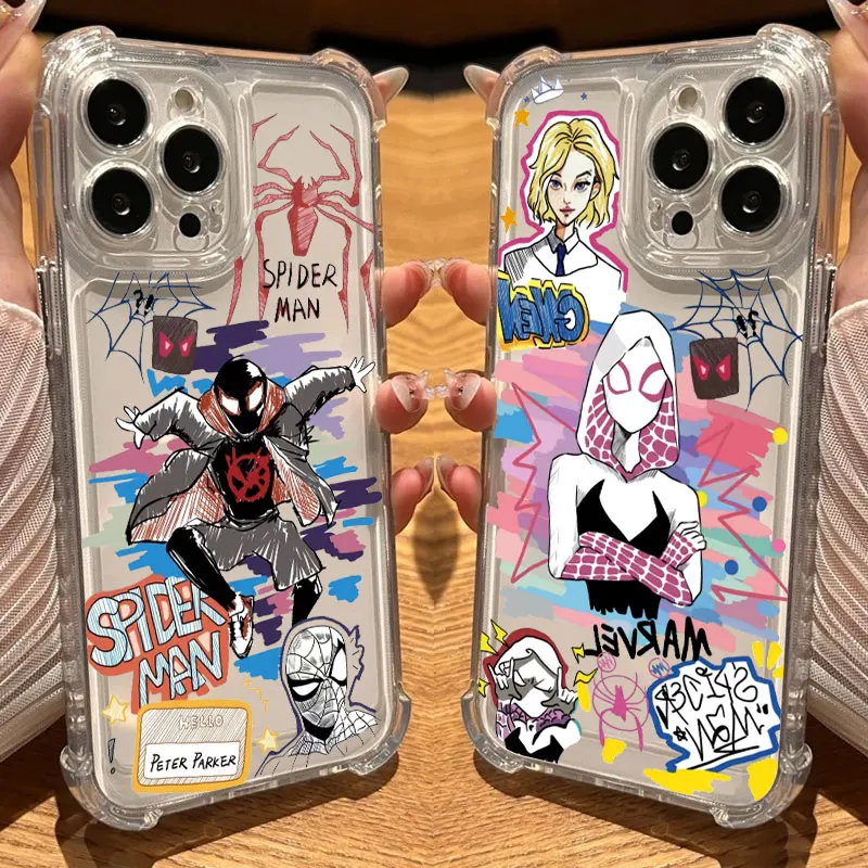 حافظة هاتف Marvels Spider Man مايلز موراليس شفافة لهاتف آيفون 17 16 14 15 11 12 13 Pro Max 16E 15 16 Plus 17 غطاء مضاد للصدمات #2