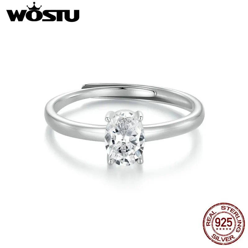 WOSTU 1CT Oval Cut Moissanite Wedding Ring For Women 925 Sterling Silver Platinum Plate Diamond Cut Luxury Women Engagement Ring