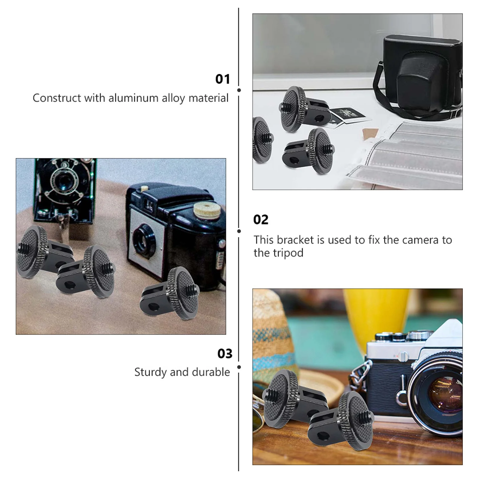 

2pcs 1/4 Inch Tripod Adapter Universal Mount For Action Cameras Aluminum Alloy Durable Connector Monopod Handlebar Mount Camera