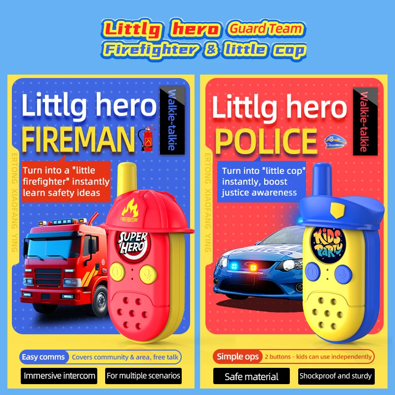 KSUT UT110 Portable Radio Children  Little Hero Kid's Walkie Talkie Party Kids Walkie Talkie for Toy