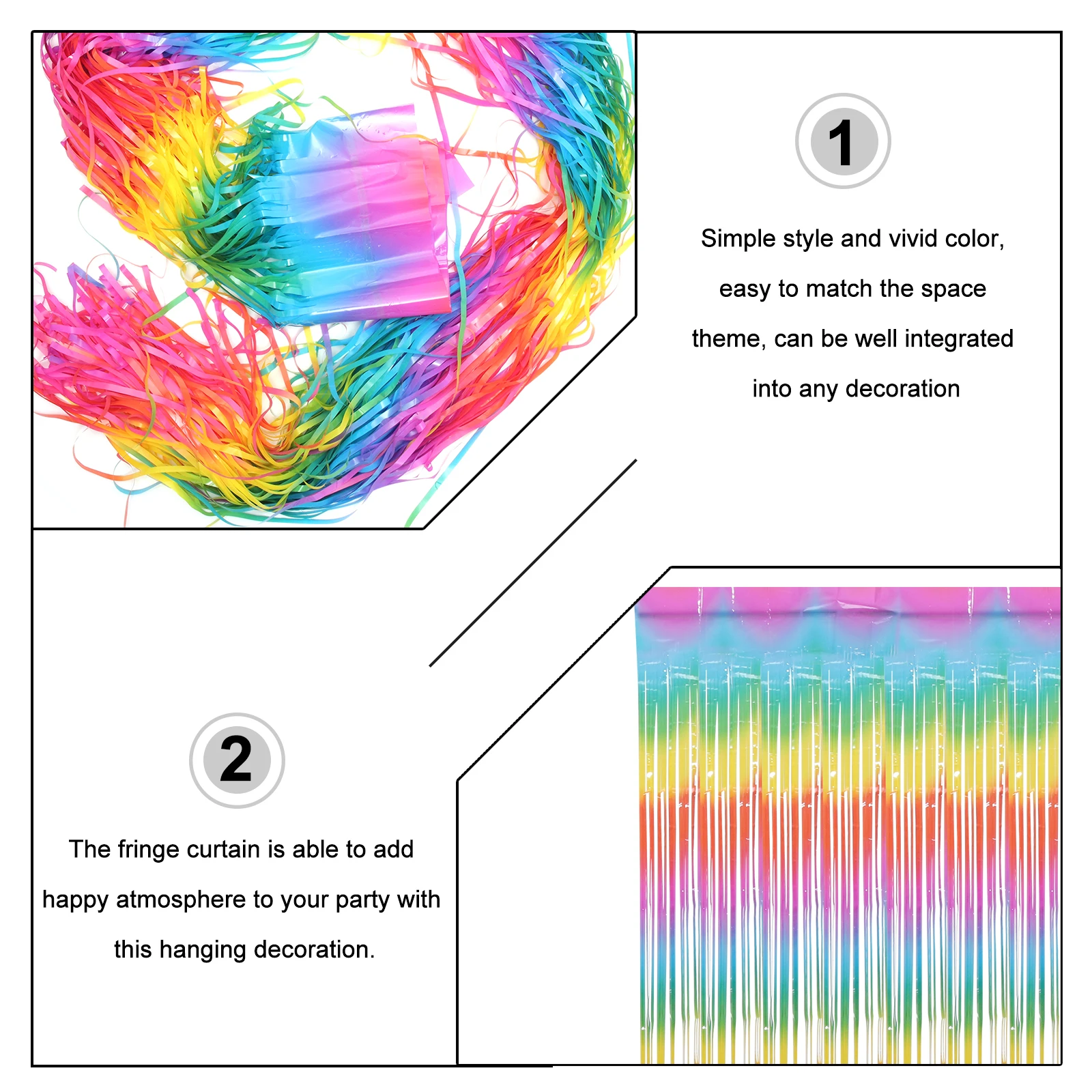 

2 Pcs Macarons Tinsel Curtain Foil Fringe Curtains Birthday Decor Party Decoration Gradient The Pet Backdrop Colorful Baby