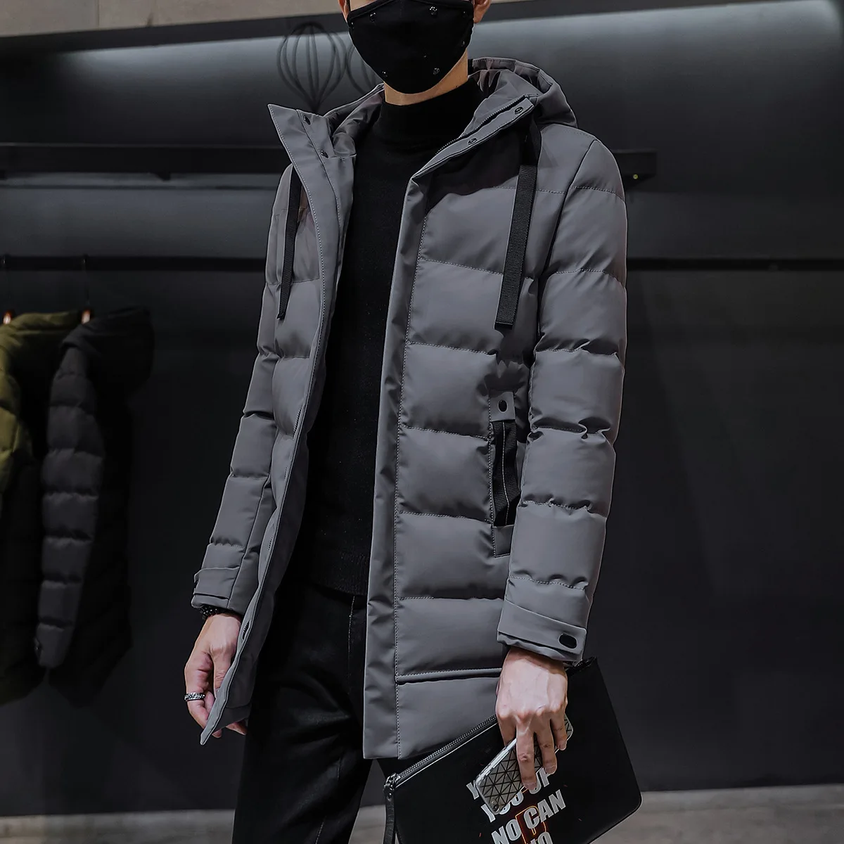 

Korean Style Winter New Fashion Men's Loose Simple Basic Casual Trendy Loose Daily Hooded Quilted Coats Male Parkas Clothes Tops
