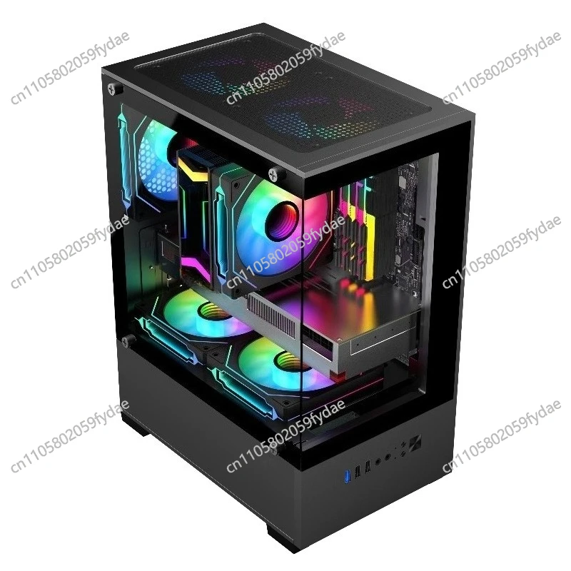 Column-mounted sea-view room computer case desktop matx full side transparent diy shell itx