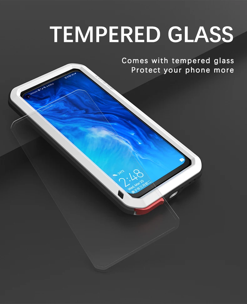 Love Mei Powerful Case For Huawei P40 Lite Waterproof Shockproof Metal Aluminum Case Cover For Huawei P40 Pro Tempered Glass